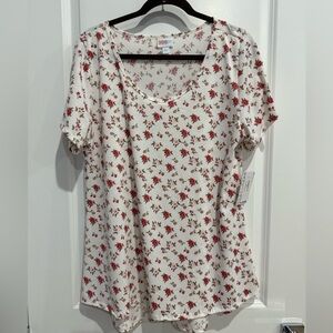 LuLaRoe Red Floral Classic Tee NWT